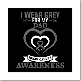 Brain Cancer Dad Brain Cancer Awareness I Wear Grey for My Dad Posters and Art